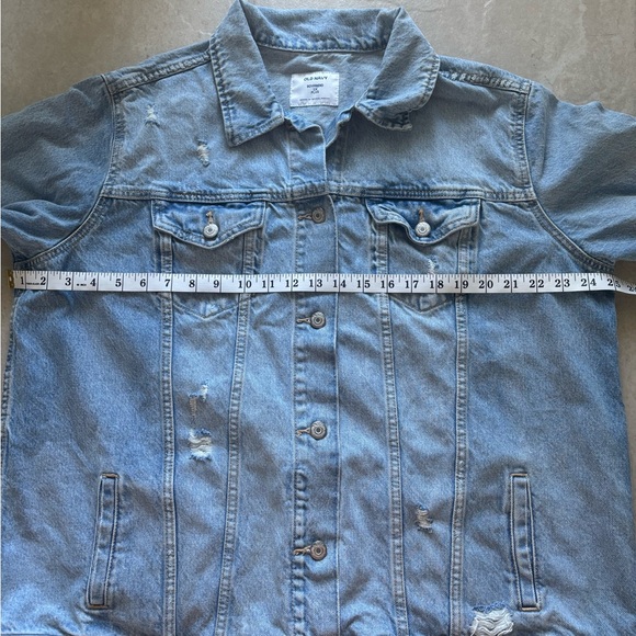 Old Navy Jean Jacket Womens Plus 1X Denim Button Distressed Classic Outdoor Boho - Picture 8 of 9